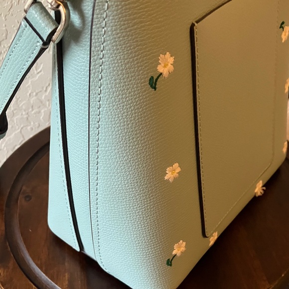Kate Spade:Darcy Aphrodite Mint Green Floral Small Bucket CrossbodyBag- GoldTone - Picture 13 of 16